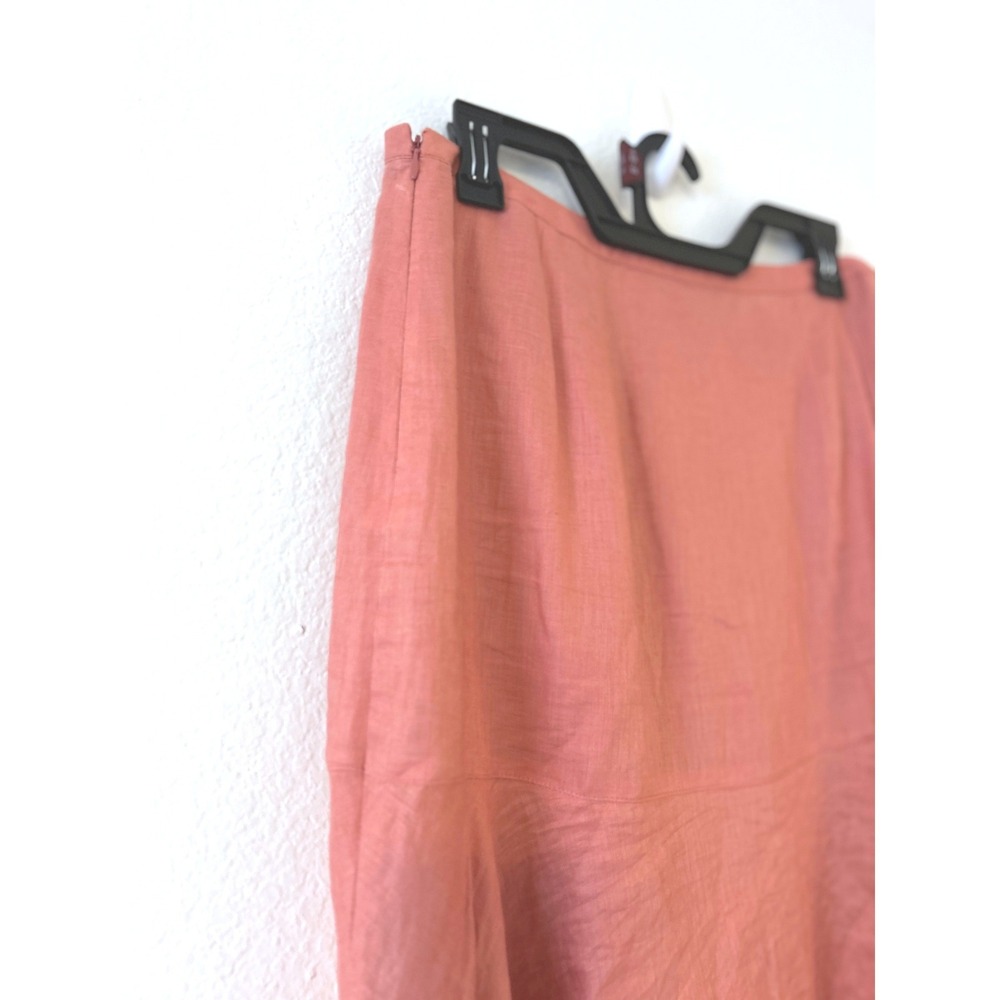 Lagenlook Linen Boho Rafaella Coral 100% Linen Mermaid Midi Skirt Size 10 - Picture 2 of 7